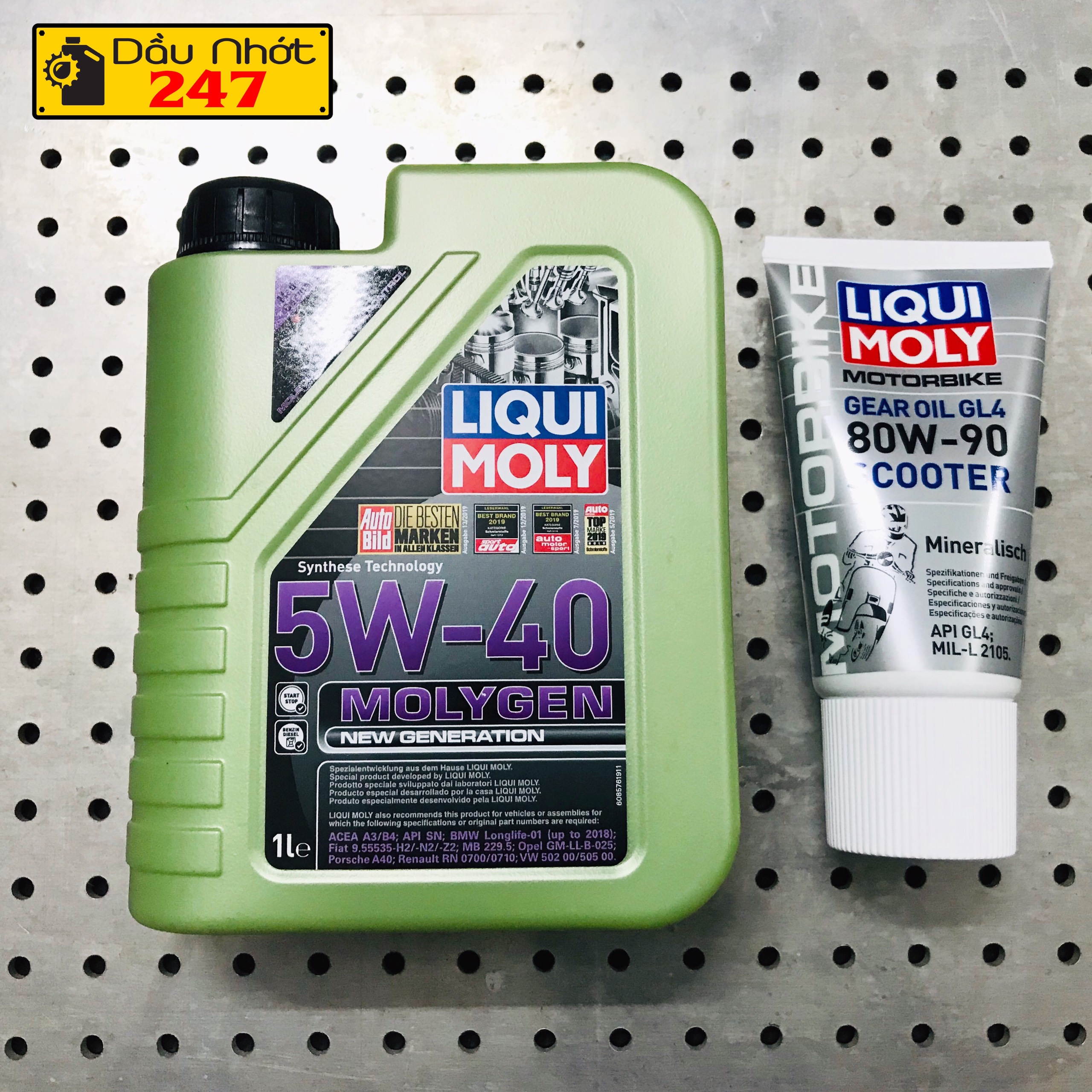 Combo Liqui tay ga MolyGen 5w40 1L + Láp 80w90 150ml