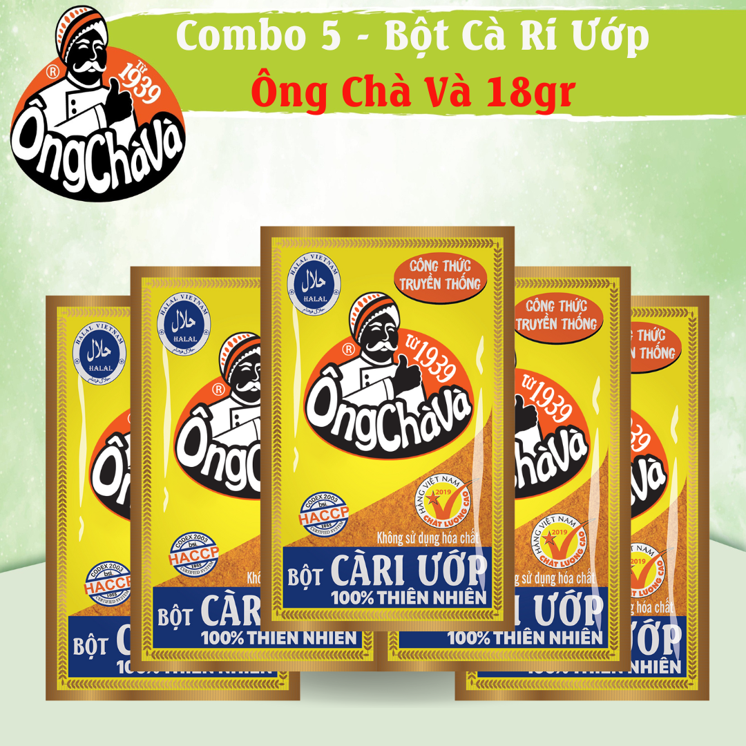 Combo 5 gói bột cà ri ướp 18gram ông chà và