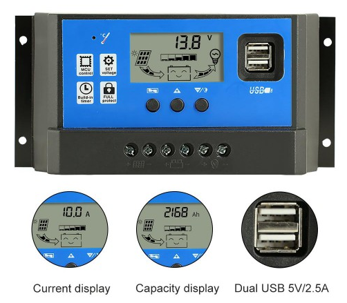 Bộ Điều Khiển Sạc Pin Năng Lượng Mặt Trời PWM 60A Tự Điều Chỉnh hệ acquy 12V/24V Model W666D
