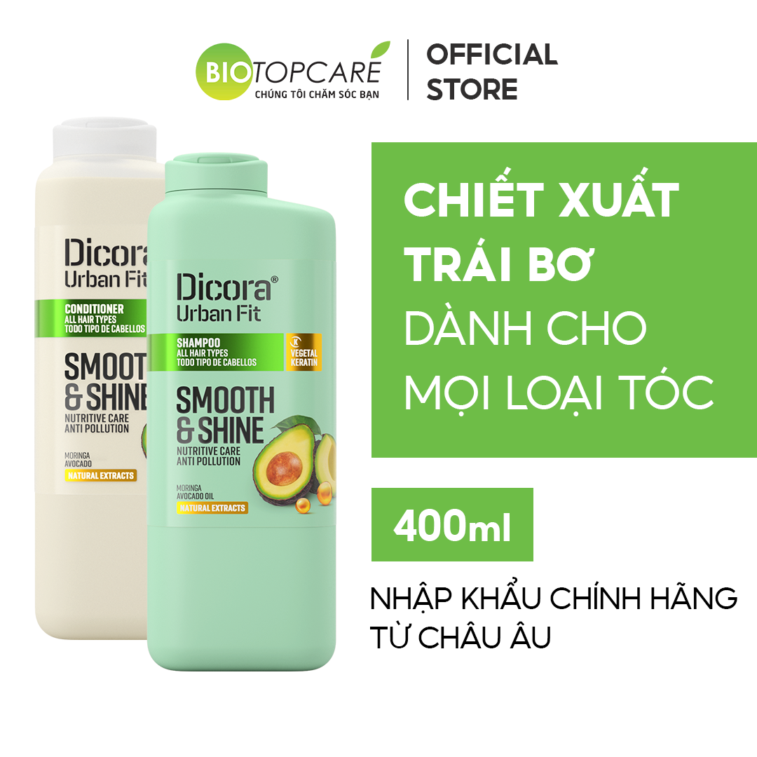 Cặp dầu gội xả óng mượt dành cho mọi loại tóc Dicora Urban Fit Avocado 400ml - BioTopcare Official