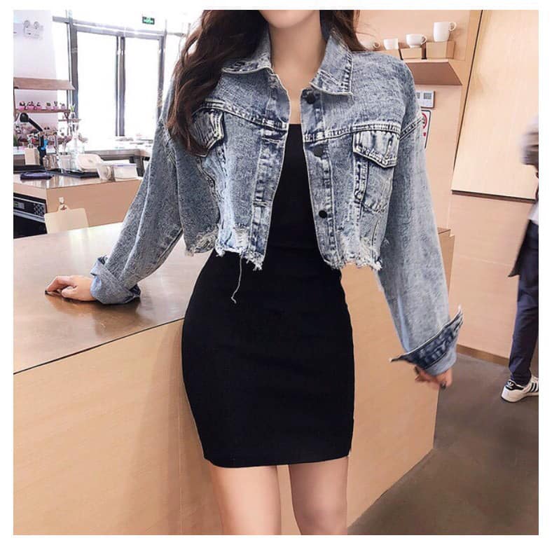 ( ẢNH THẬT) ÁO KHOÁC JEAN NỮ CROPTOP RÁCH VIỀN MÀU XANH TIÊU PHONG CÁCH HÀN QUỐC, ÁO KHOÁC JEAN NỮ HÀN QUỐC, ÁO KHOÁC JEAN NỮ LỬNG, ÁO KHOÁC JEAN RÁCH, ÁO BÒ NỮ GIÁ RẺ, ÁO BÒ NỮ ĐẸP, ÁO DENIM NỮ