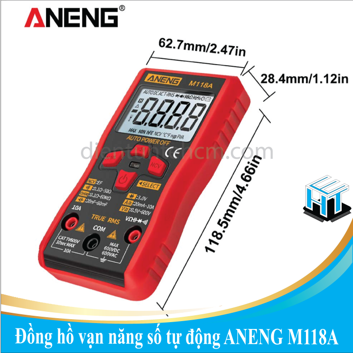 Đồng hồ vạn năng số tự động aneng m118a