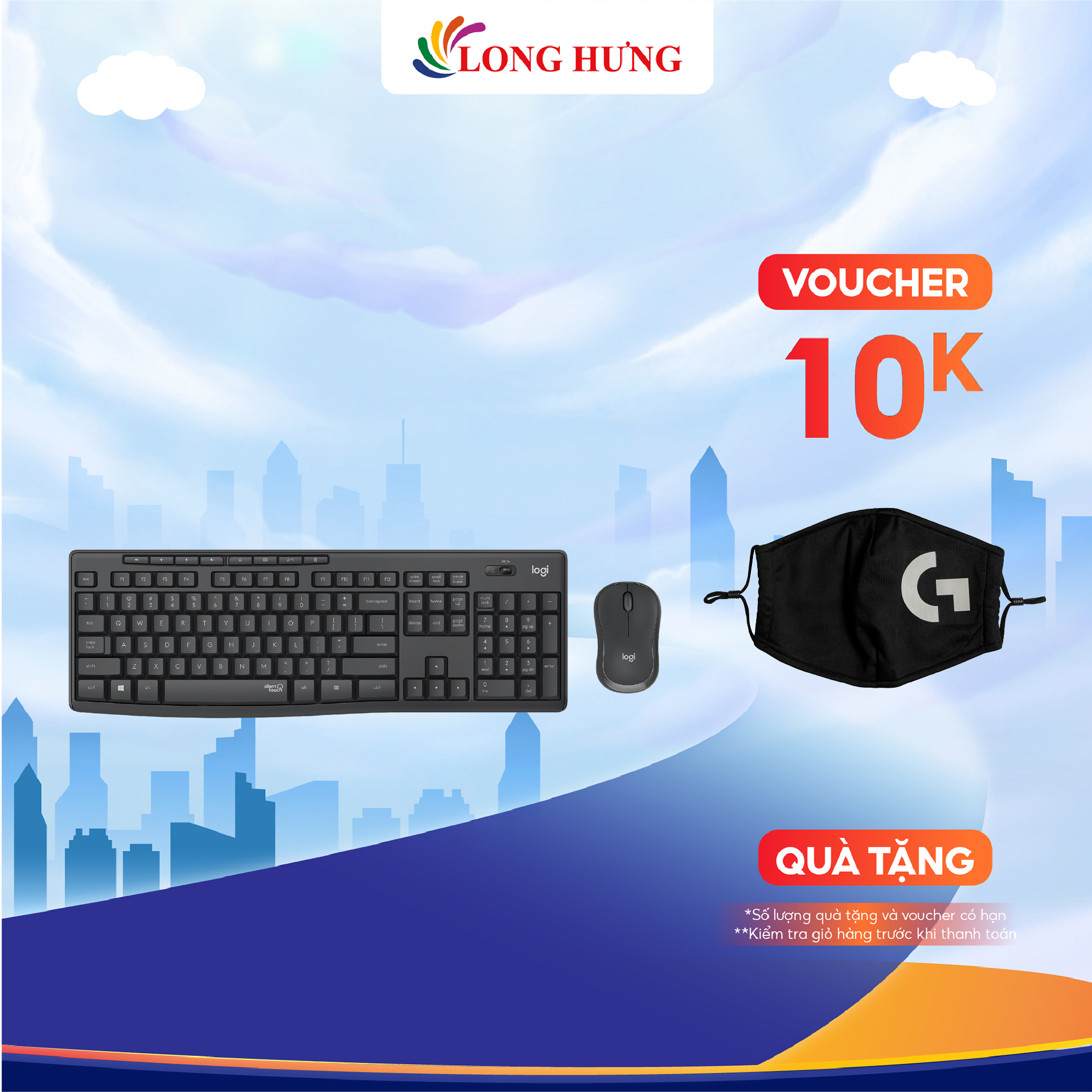 Combo chuột và bàn phím không dây Logitech MK295 - Hàng chính hãng - Thiết kế nhỏ gọn Phím bấm êm ái Kết nối nhanh chóng 2.4GHz
