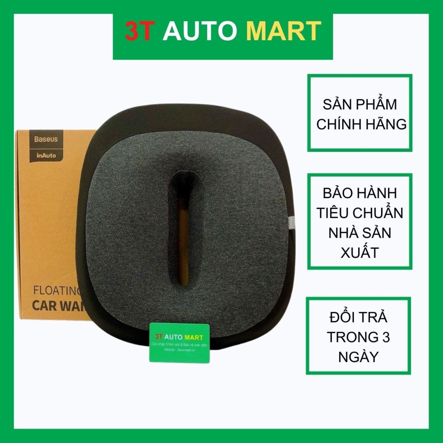 Đệm tựa lưng ghế ô tô - Đệm tựa lưng ghế văn phòng chất liệu cao su non cao cấp chính hãng Baseus (450x365x115) 650g
