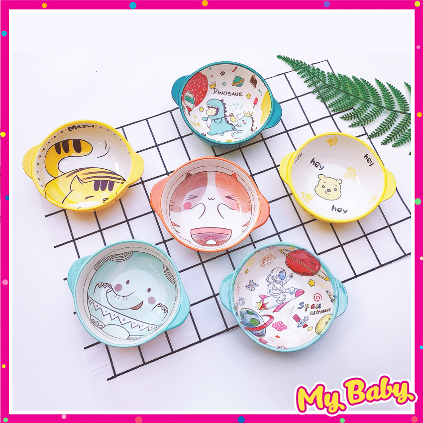 Bát sứ ăn dặm, chén sứ ăn dặm kiểu nhật cho bé Mybaby18 AD13 nhiều hình ngộ nghĩnh, đáng yêu