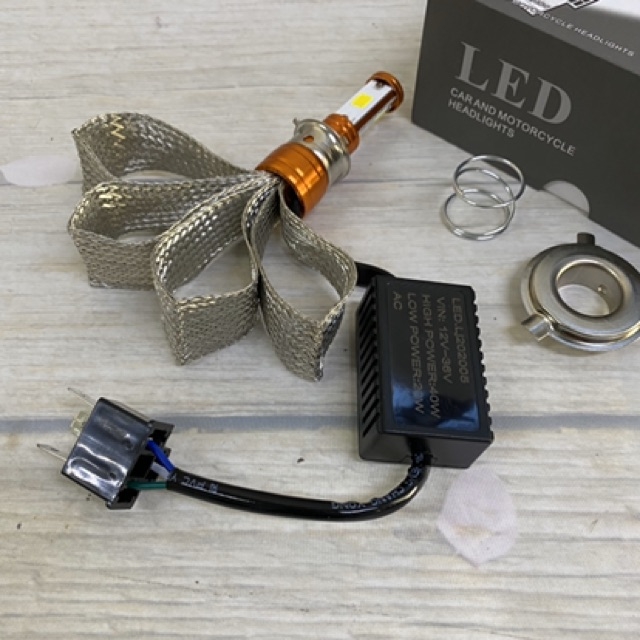 ĐÈN PHA LED XE MÁY SIÊU SÁNG ĐUÔI CÔNG 3 TIM LẮP CÁC LOẠI XE NHƯ ZIN