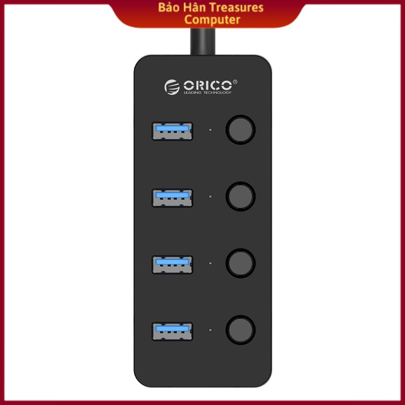 Bộ chia usb hub 4 cổng usb 3.0 orico w9ph4-u3-bk -nhà phân phối chính hãng