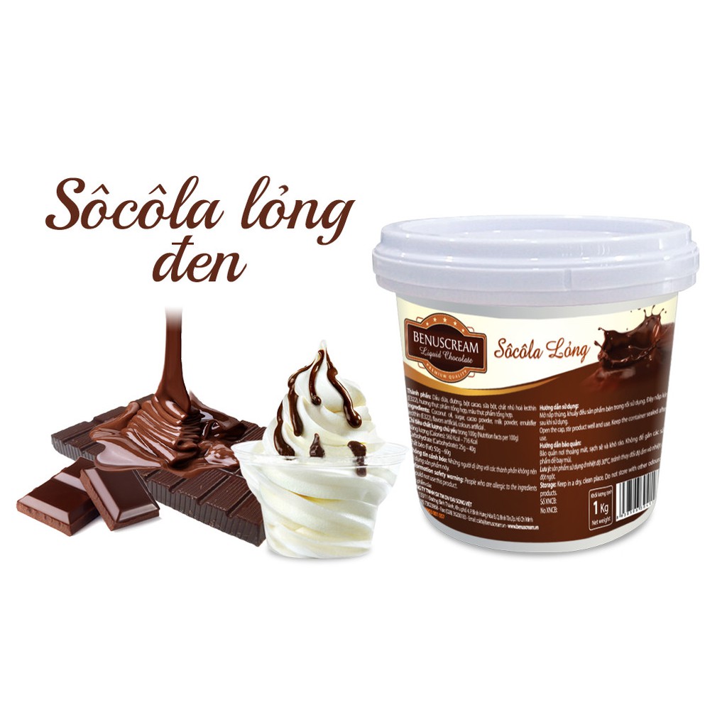 SÔ CÔ LA PHỦ ĐEN Benuscream - (socola dạng lỏng) - Hộp 1kg
