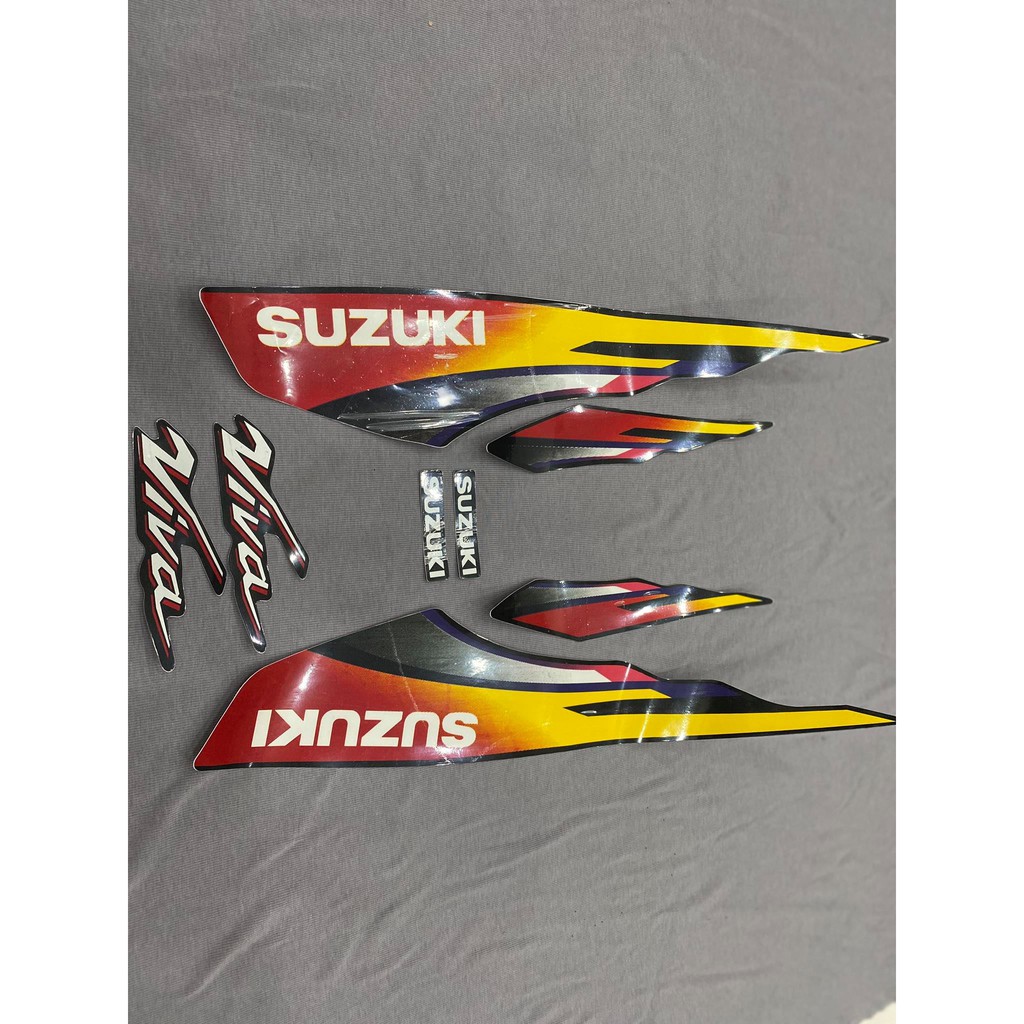 Nguyên bộ tem rời 3 lớp zin thái dán xe máy Suzuki Viva thắng đùm đỏ vàng