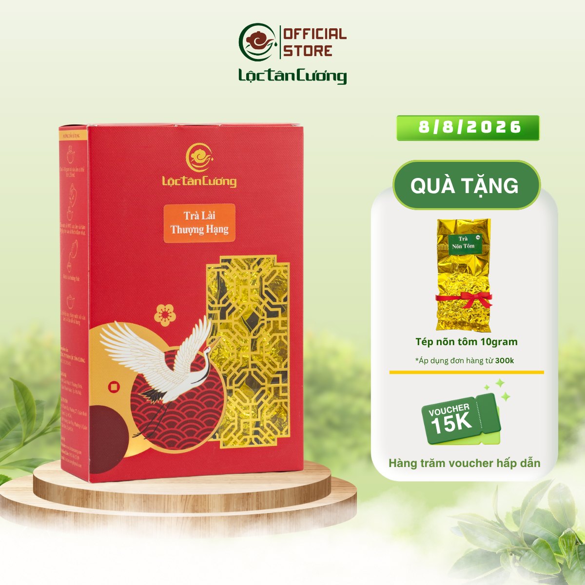 Trà Ướp Hoa Lài Thượng Hạng - Lộc Tân Cương - Sản phẩm chuẩn VIETGAP - Hộp 25 téo x 10gram