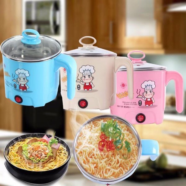 Nồi điện nấu lẩu, mì đa năng 18cm, nồi lẩu điện mini - tặng kèm khay hấp- suri store