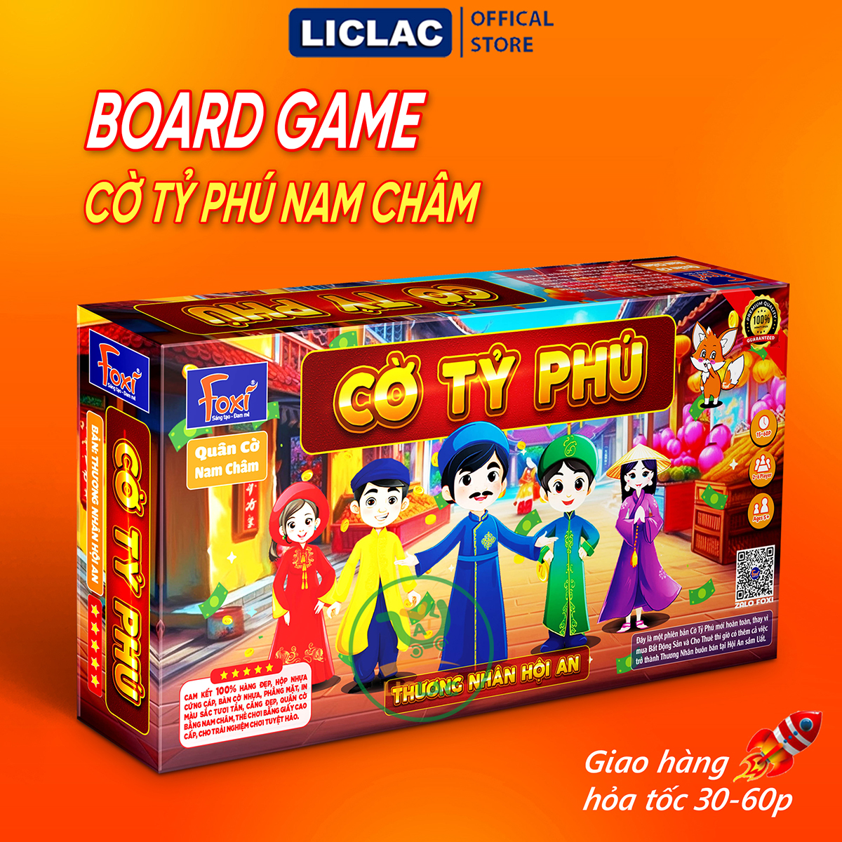 Cờ Tỷ Phú Nam Châm phiên bản Thương Nhân Hội An Size Lớn bàn nhựa Cao Cấp, Boardgame Việt Hoá