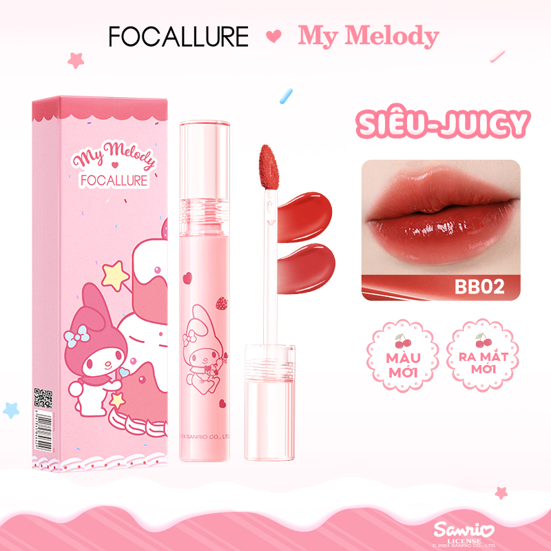   Focallure x Sanrio  Son Tint Căng Bóng Mọng Nước Không Dính Lâu Trôi 