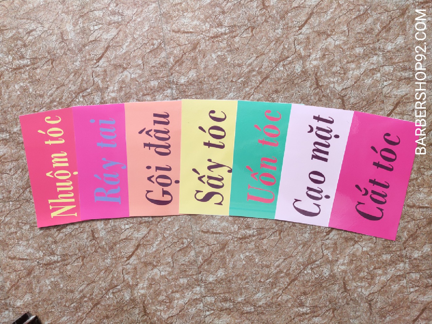 Set 7 tấm bìa Dcan chống nước, chủ đề Barber