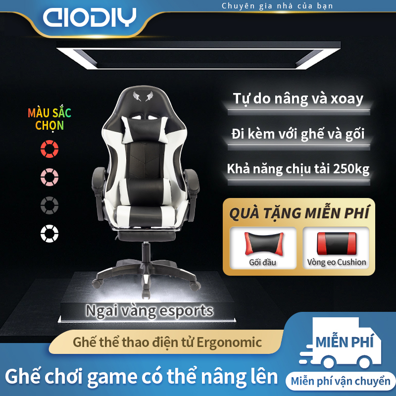 AIODIY Ghế chơi game,Ghế thể thao máy tính,Ghế chơi game điện tử,Ghế chơi game có thể điều chỉnh chiều cao,Ghế chơi game có chân và Ergonomic,,