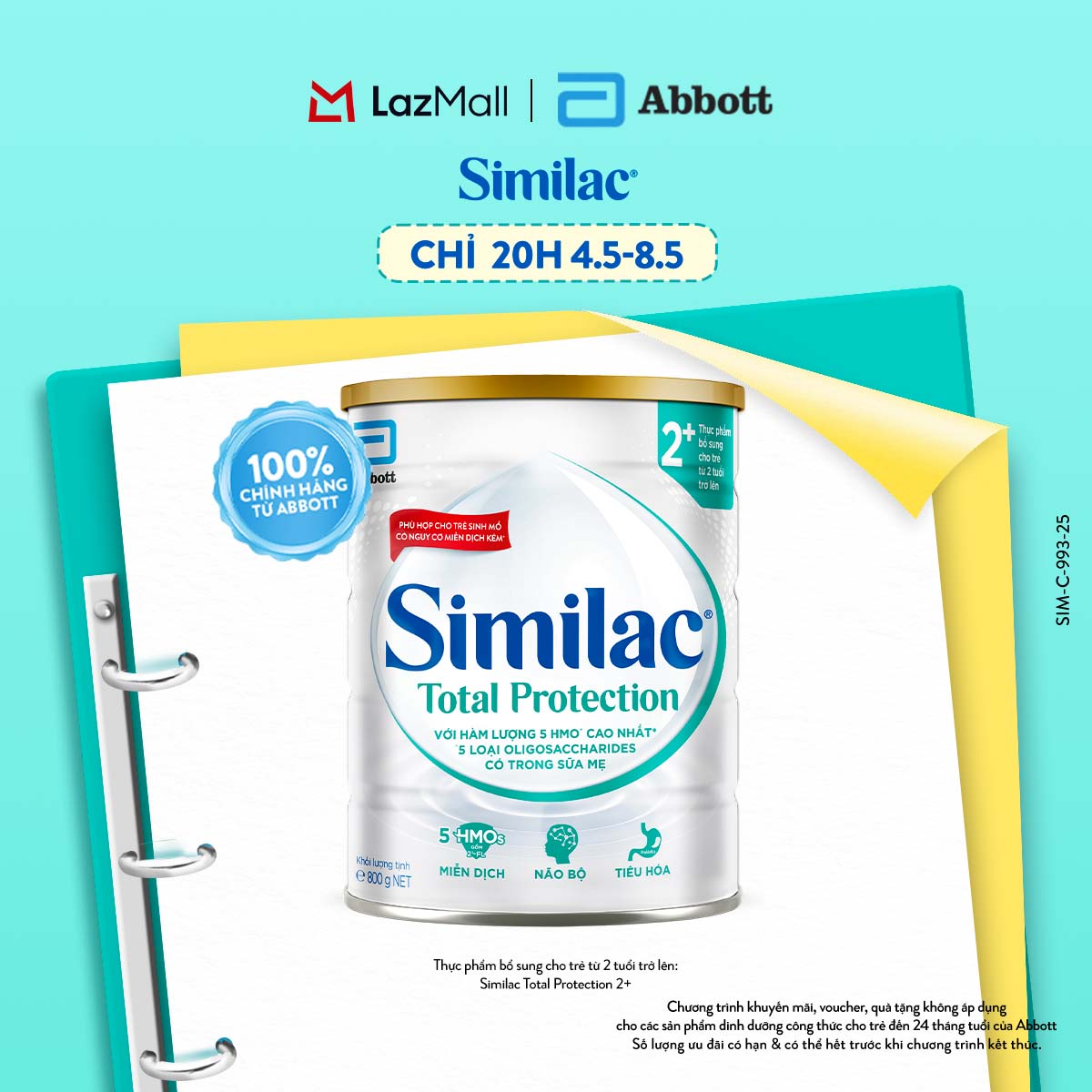 [CHỈ 20H 04-08.05 GIÁ TỐT MUA NGAY -SLCH] Similac Total Protection  2+ 800g cho trẻ từ 2 đến 6 tuổi – Tăng cường đề kháng cho trẻ miễn dịch kém (Bao bì thay đổi theo từng đợt nhập hàng)