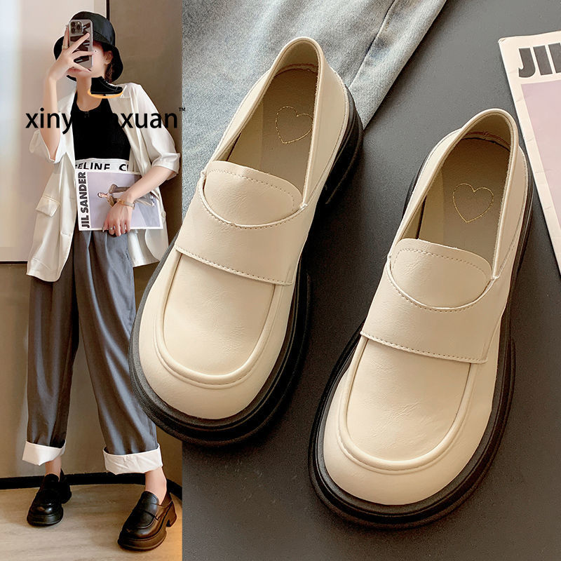 xinyuanxuan【Free Shipping Miễn phí vận chuyển】2022 Giày da thời trang pháp mới phiên bản Hàn Quốc đế dày gót dày và giày Mary Trân