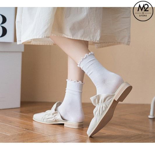 Tất Bèo Nhún Nữ Cổ Cao Phong Cách Vintage Hàn Quốc TNG17