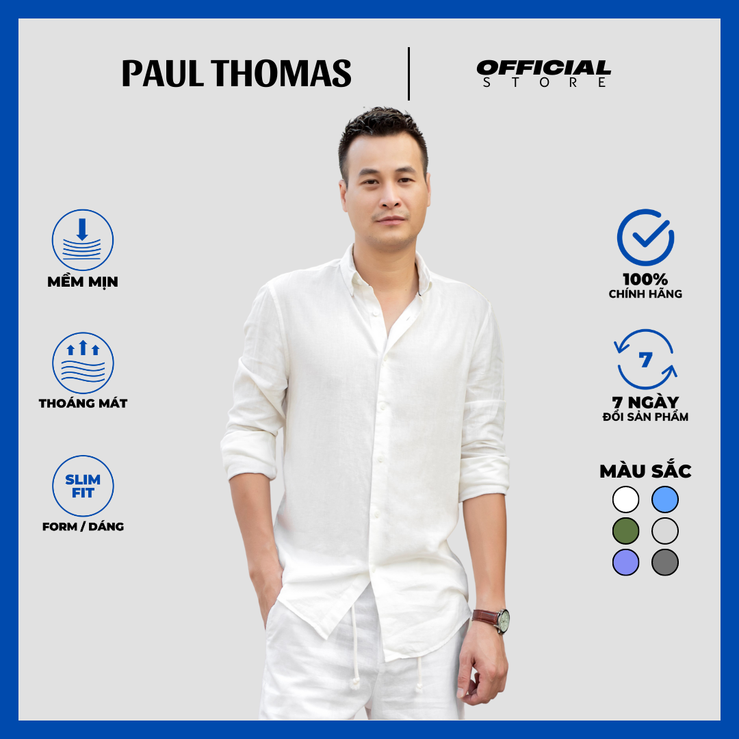 Áo sơ mi dài tay đũi cổ bẻ - paul thomas