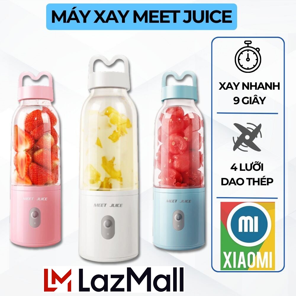 LazMall Xiaomi Thiết Bị Thông Minh Máy Xay Sinh Tố Đa Năng Meet Juice Máy Xay Cầm Tay Mini 500Ml Xay Cực Nhanh Lưỡi Dao Thép Không Gỉ Xay Hoa Quả Trái Cây Đa Năng Dùng Điện Trực Tiếp Xay Đá Viên Hoa Quả Mềm Dễ Dàng Mang Theo