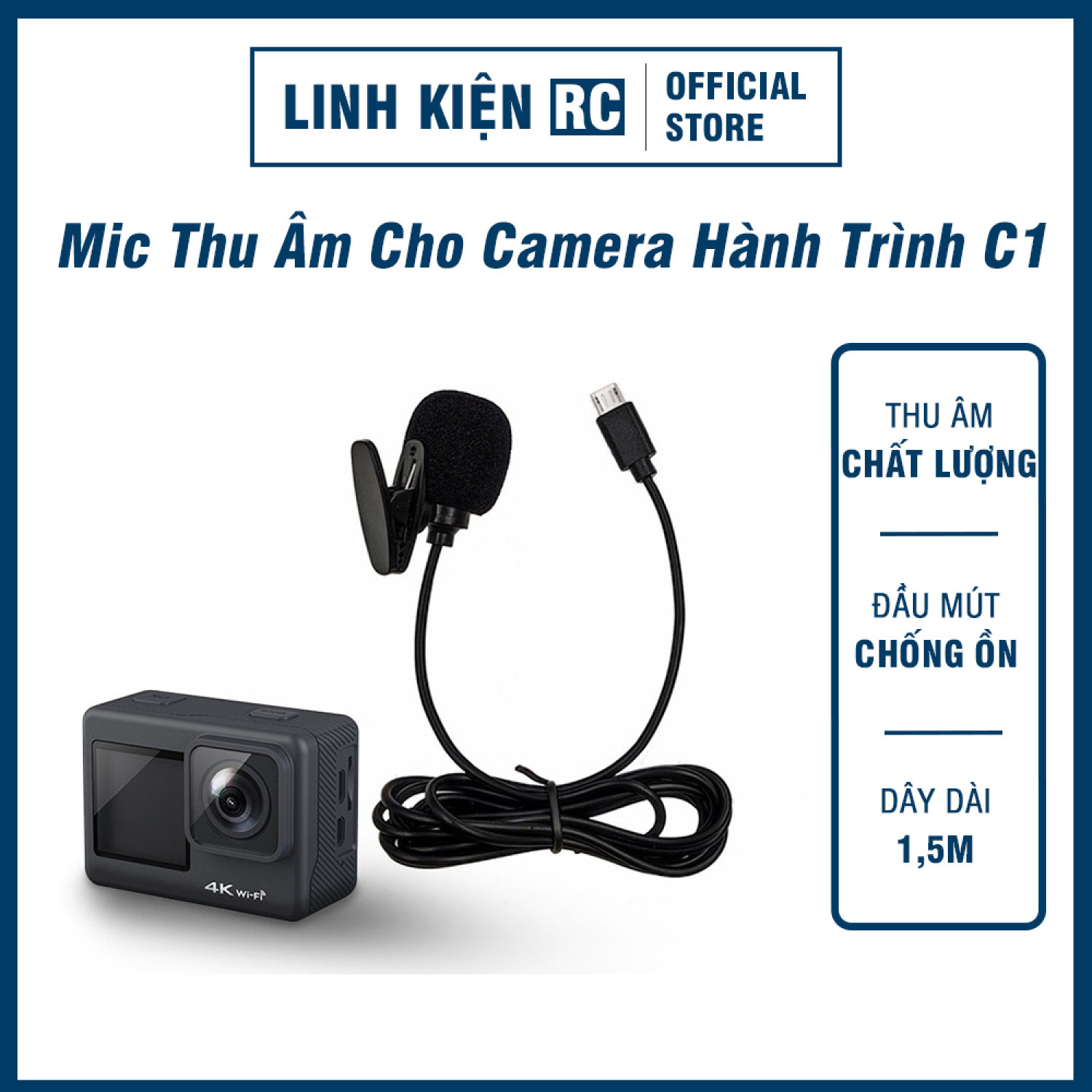 Mic cài áo có dây c1 dành cho camera hành trình c1r, eken, sjcam,... micro thu âm chân micro usb