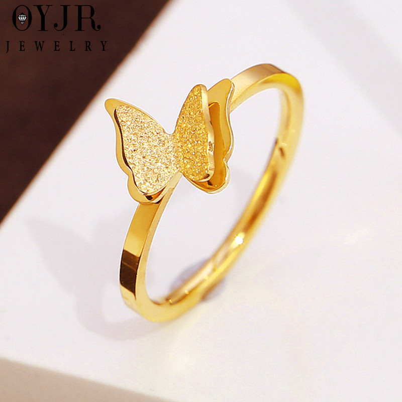 OYJR 100% TITAN Nhẫn Titan Nữ NGUYÊN CHẤT KHÔNG GỈ Mặt Hình Bươm Bướm Xinh Xắn Nữ Tính Ngọt Ngào Mẫu Mới 2023