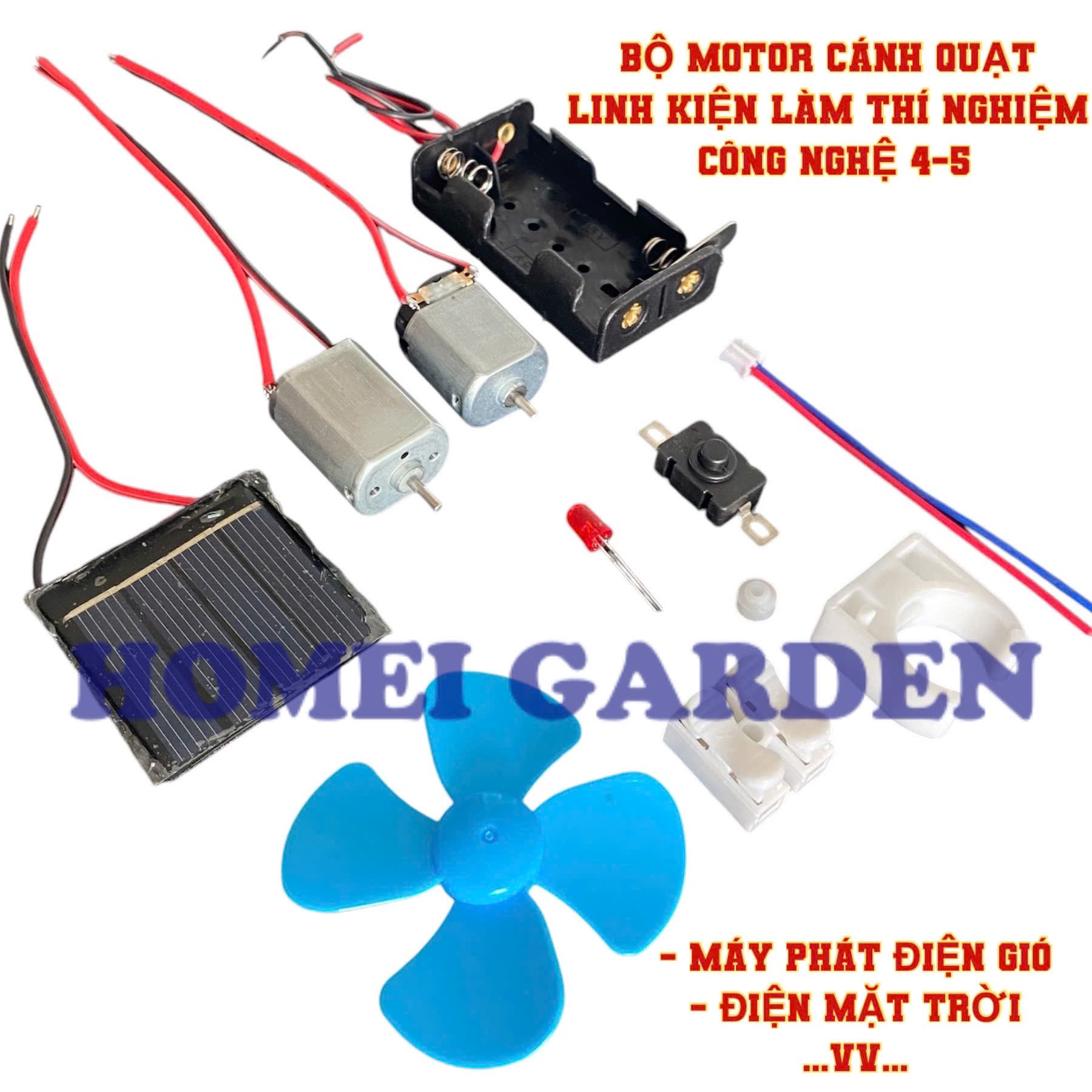Bộ motor cánh quạt linh kiện làm thí nghiệm công nghệ 4 5 máy phát điện gió, điện mặt trời - HM0480