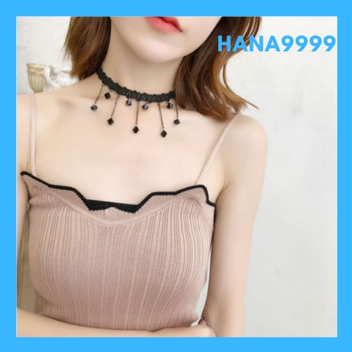 [HCM]Vòng cổ nữ choker ren đính hạt ngọc cá tính kèm video