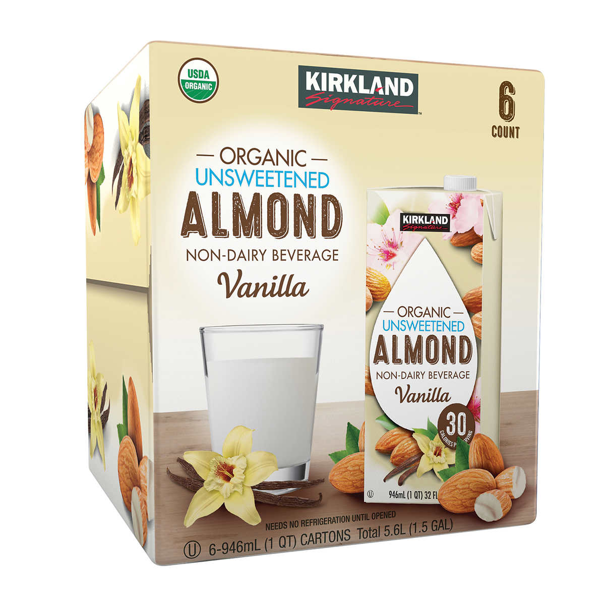 Unsweetened Almond Milk Kirkland 1lit x 6 box.  Exp Oct 2025