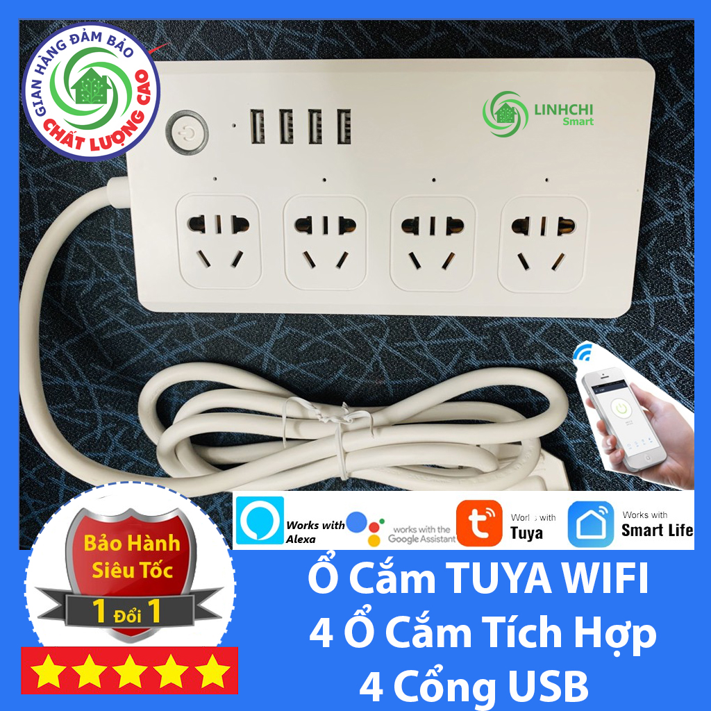 Ổ Cắm TUYA WIFI Điều Khiển Từ Xa Công Suất 15A/3750W - Đo Điện Năng Tiêu Thụ
