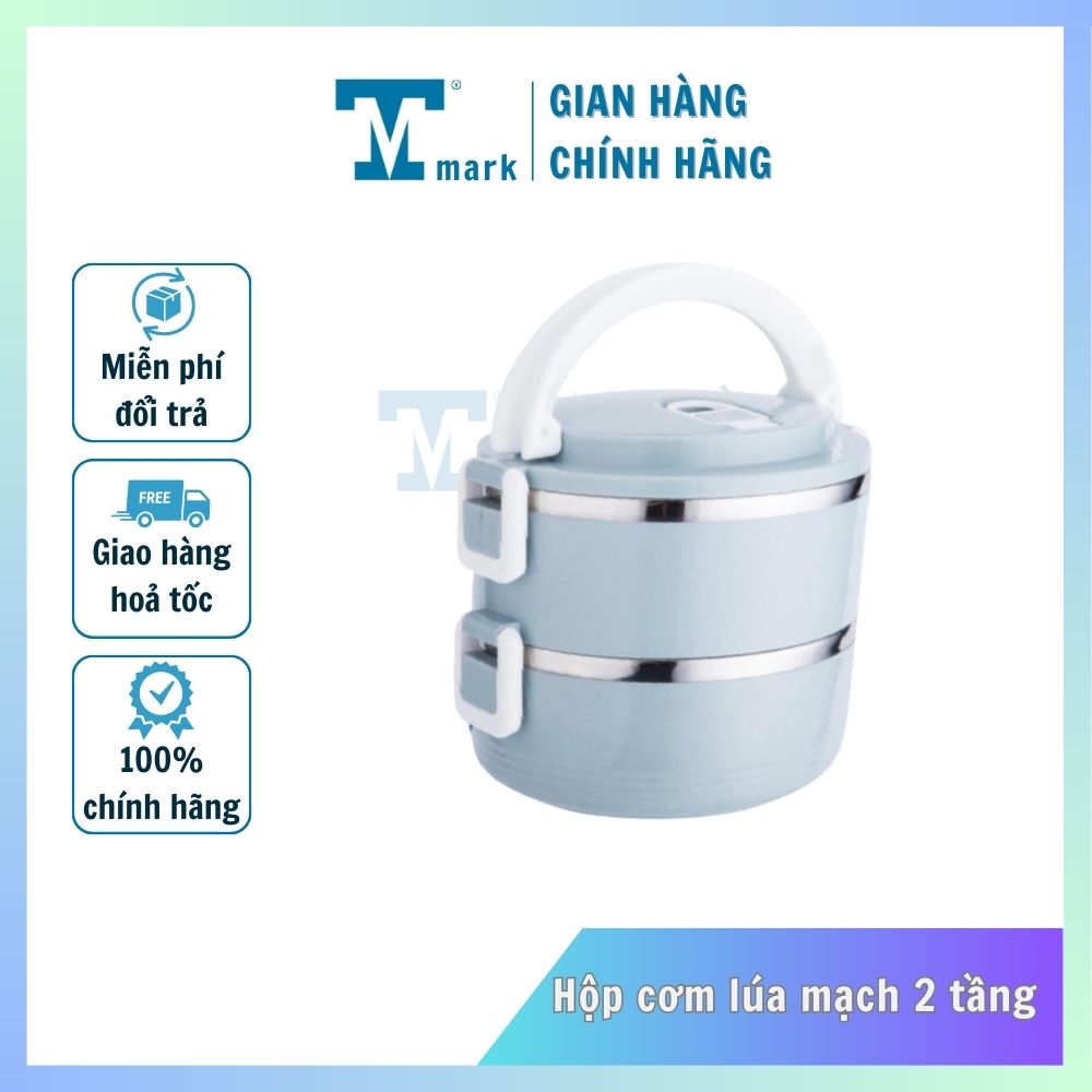 Hộp đựng cơm giữ nhiệt tốt đựng thức ăn 2 tầng Lunch Box ruột inox cao cấp hộp đựng cơm văn phòng cặp lồng giữ nhiệt - GDHIEU12 Tmark