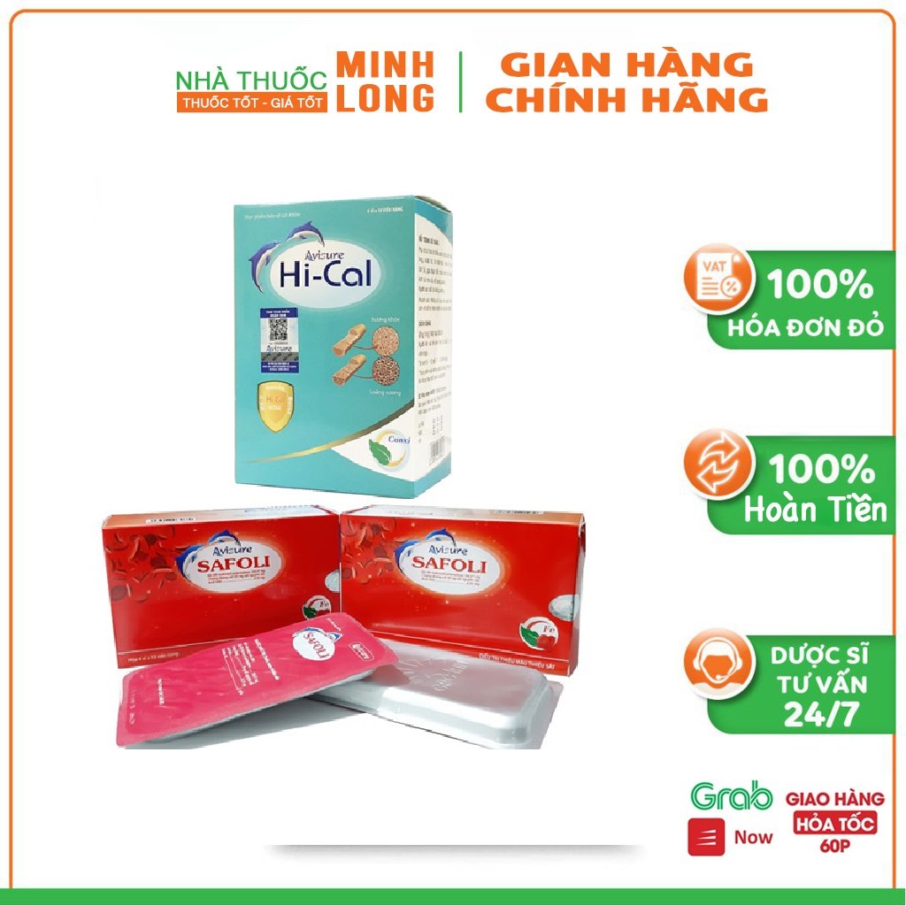 Combo 1 hộp Sắt hữu cơ Avisure Safoli  và 1 hộp Canxi tự nhiên Avisure Hical cho phụ nữ mang thai và cho con bú