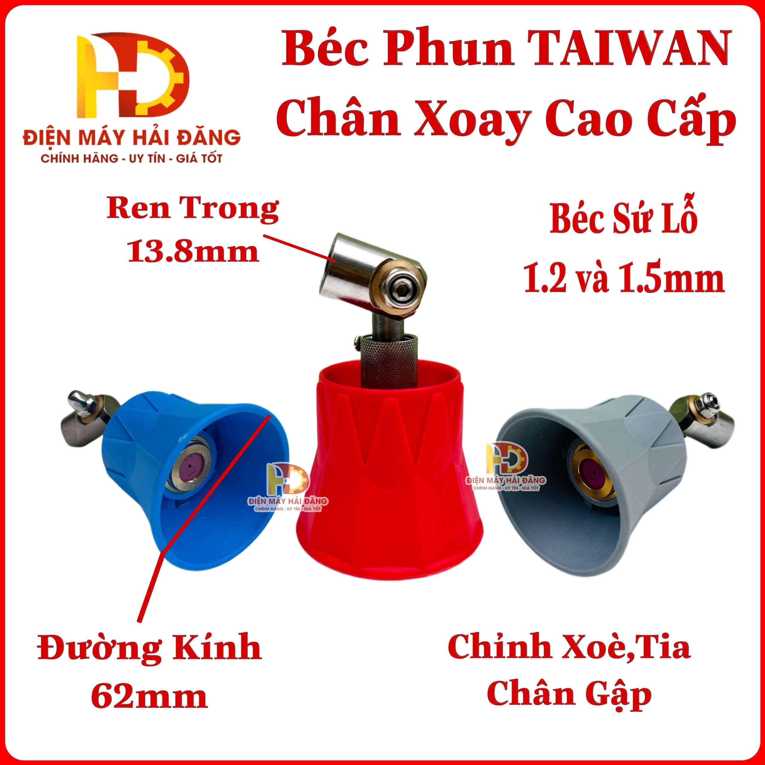 Béc loa Sứ phun thuốc,Béc loa xoay 180 độ.đồng tiền sứ lỗ 1.2mm. Taiwan. Hàng đẹp