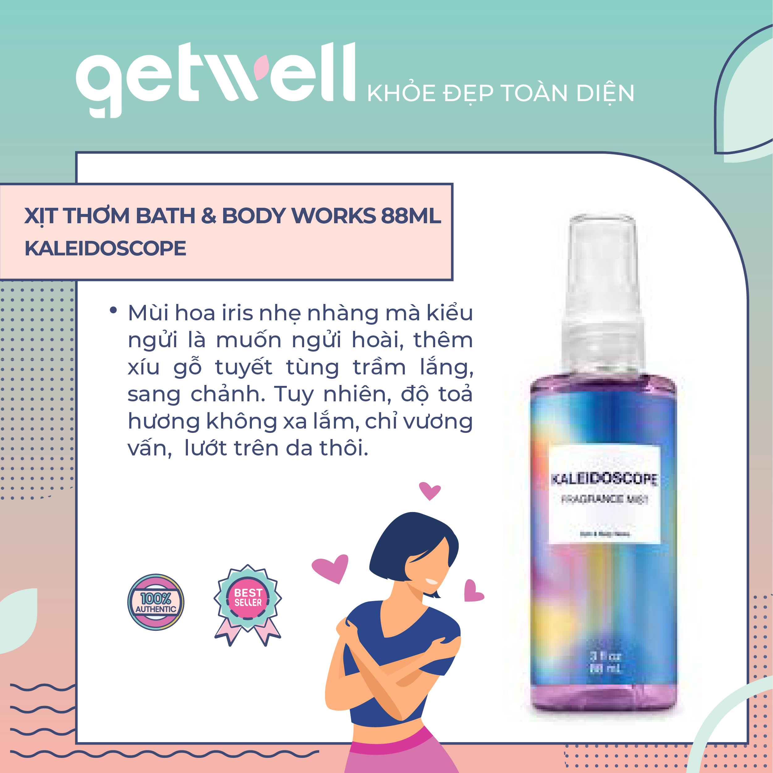 Xịt thơm toàn thân Bath & Body Works Fine Fragrance Mist - KALEIDOSCOPE (88ml)