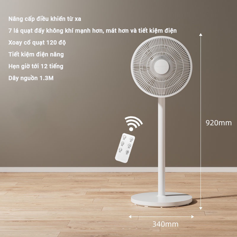 Standing fan with remote control that rotates 120 degrees - Super cool 7-blade fan operates smoothly 