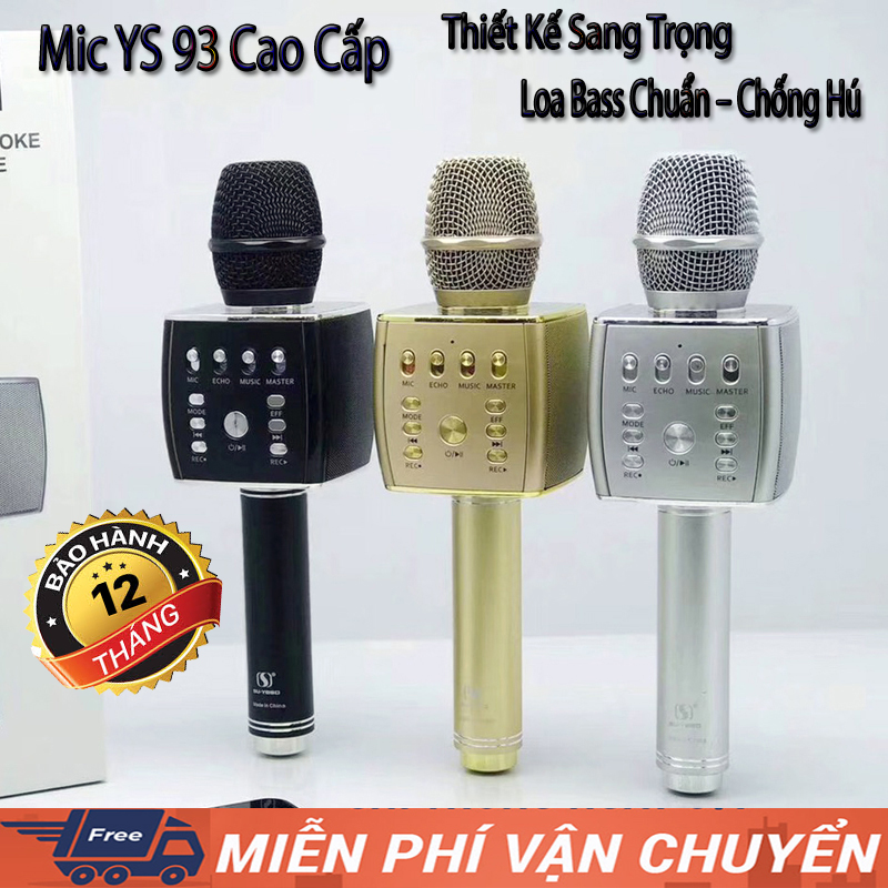 [ MẪU MỚI 2020 ] Micro Bluetooth, Mic Hát Không Dây, Mic YS 93 Cao Cấp- Micro YS-95 Mic Karaoke Bluetooth Tích Hợp Live Stream, Giả Giọng, Loa Bass Không Dây, Chống Hú. Thiết Kế Sang Trọng, Bảo Hành 1 Đổi 1