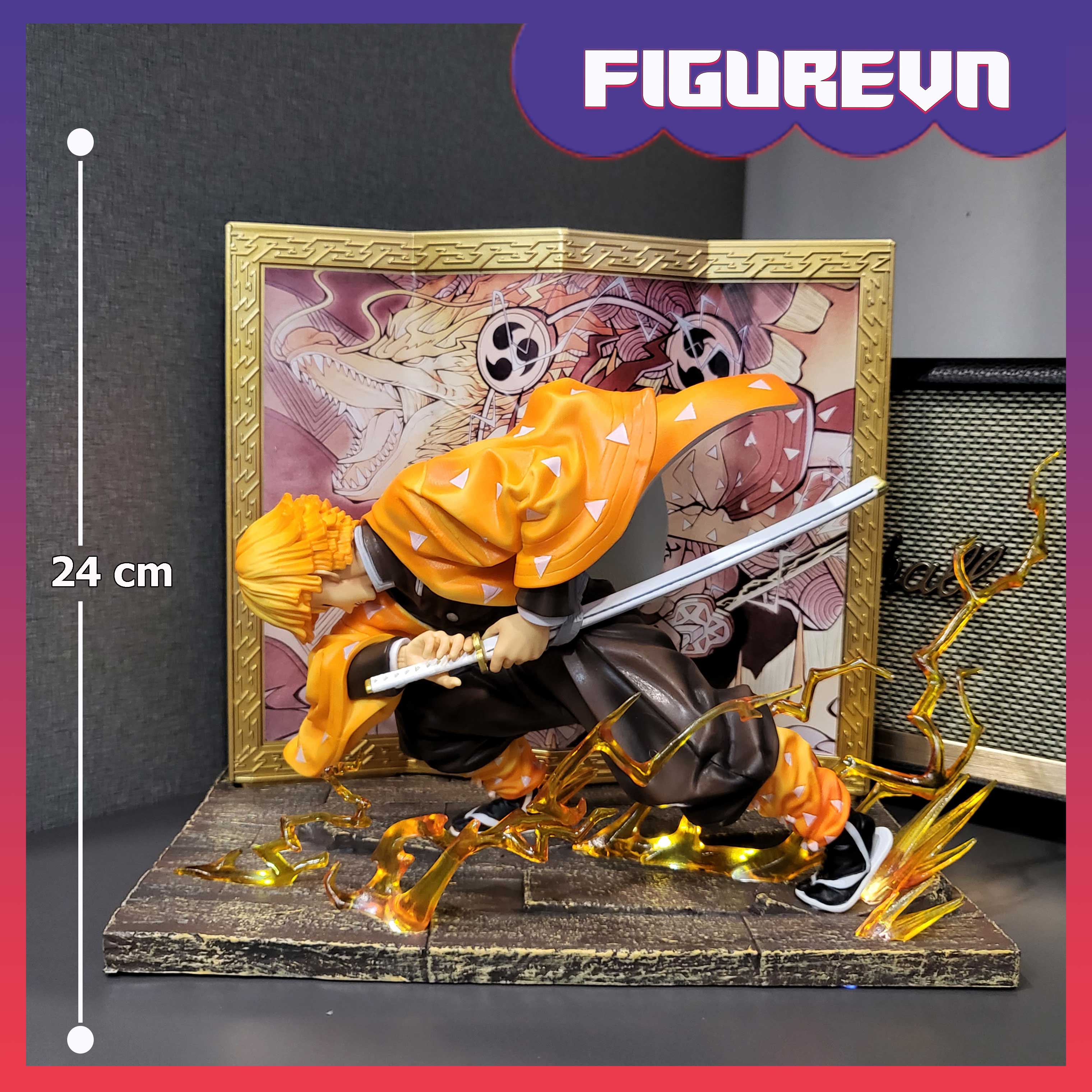 Mô hình Zenitsu Agatsuma mẫu mới 24 cm có LED - Kimetsu No Yaiba