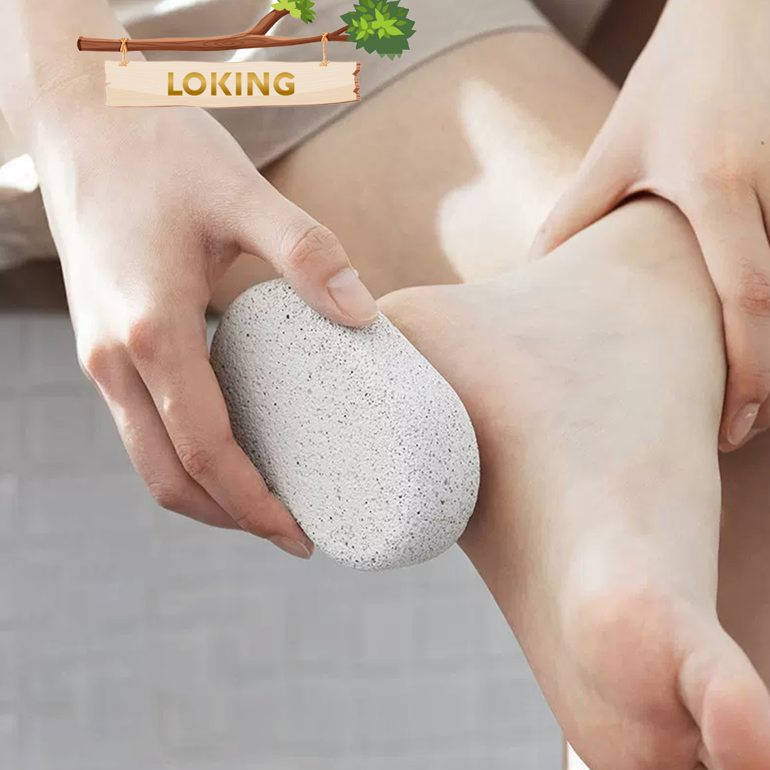 Đá bọt biển chà gót chân tẩy tế bào chết, hình bầu dục, chà gót chân, LOKING