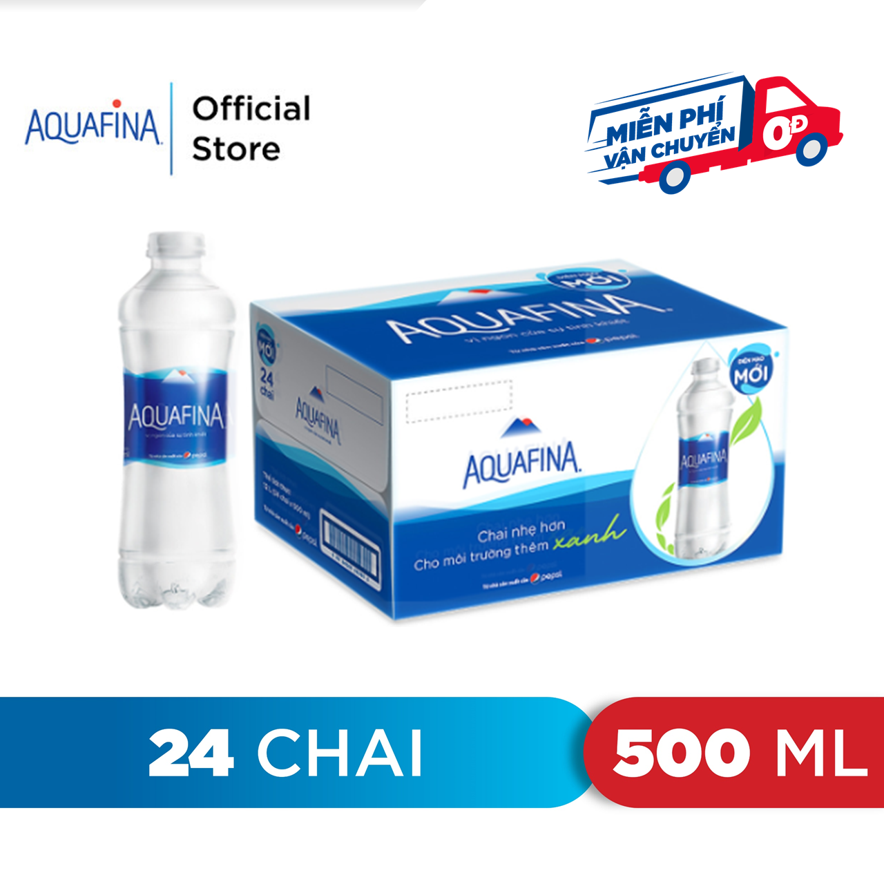 hcm - freeship 0đ thùng 24 chai nước tinh khiết aquafina 500ml chai 1