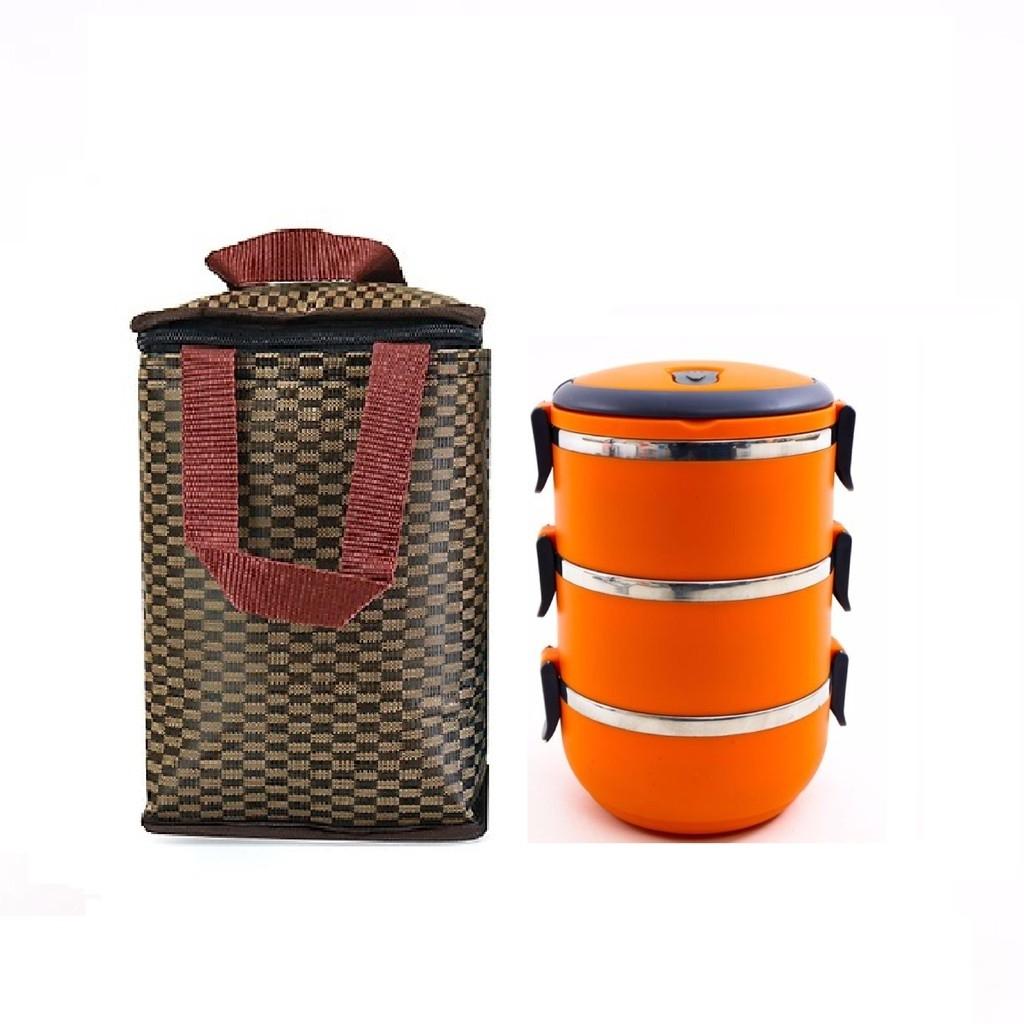 Combo hộp cơm 3 tầng easy và túi giữ nhiệt sang trọng