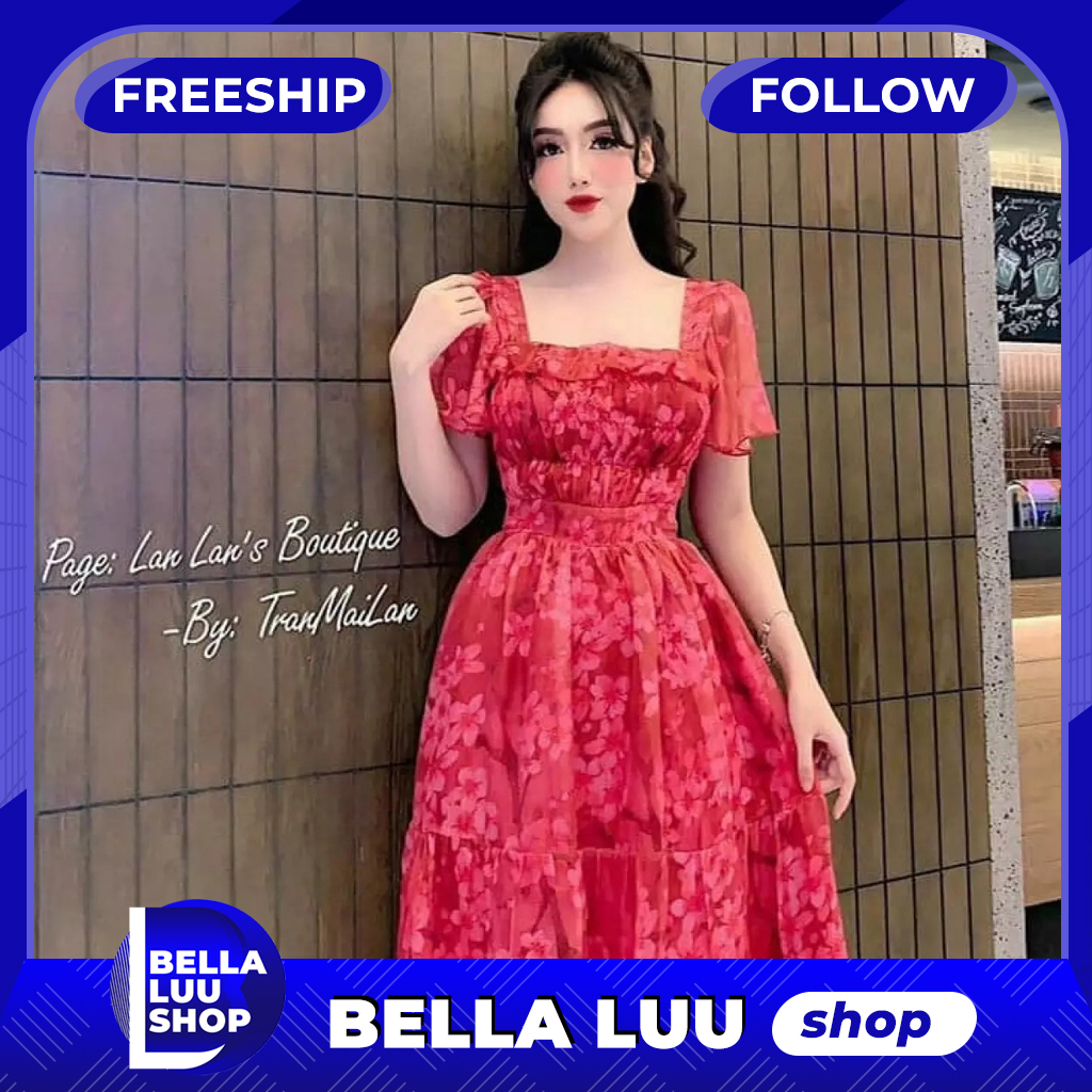 Đầm nữ hoa xếp bèo quyến rũ thời trang Bella Luu Shop