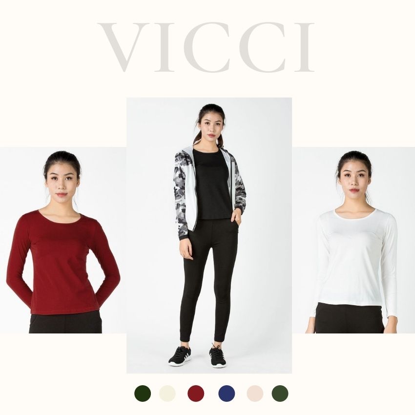[FREESHIP - 100% HÀNG CHÍNH HÃNG] Áo thun giữ nhiệt nữ Vicci dài tay cổ tròn mặc thu đông, giữ nhiệt, chất cotton co giãn, dáng ôm