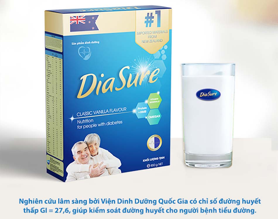 Sữa DiaSure - HỘP GIẤY 850g - Dinh dưỡng dành cho người tiểu đường