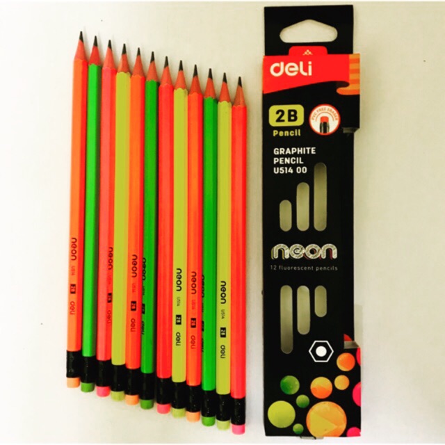 Viết chì gỗ deli neon 2b hộp 12 cây