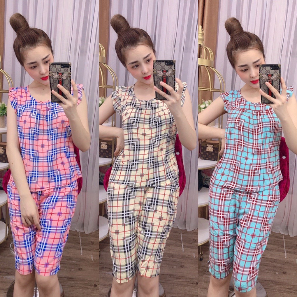 ĐỒ BỘ TÔN SỌC MẶC NHÀ DỄ THƯƠNG (ẢNH THẬT KÈM VIDEO) (SIZE 40-75KG), GIAO CARO NGẪU NHIÊN - TL07