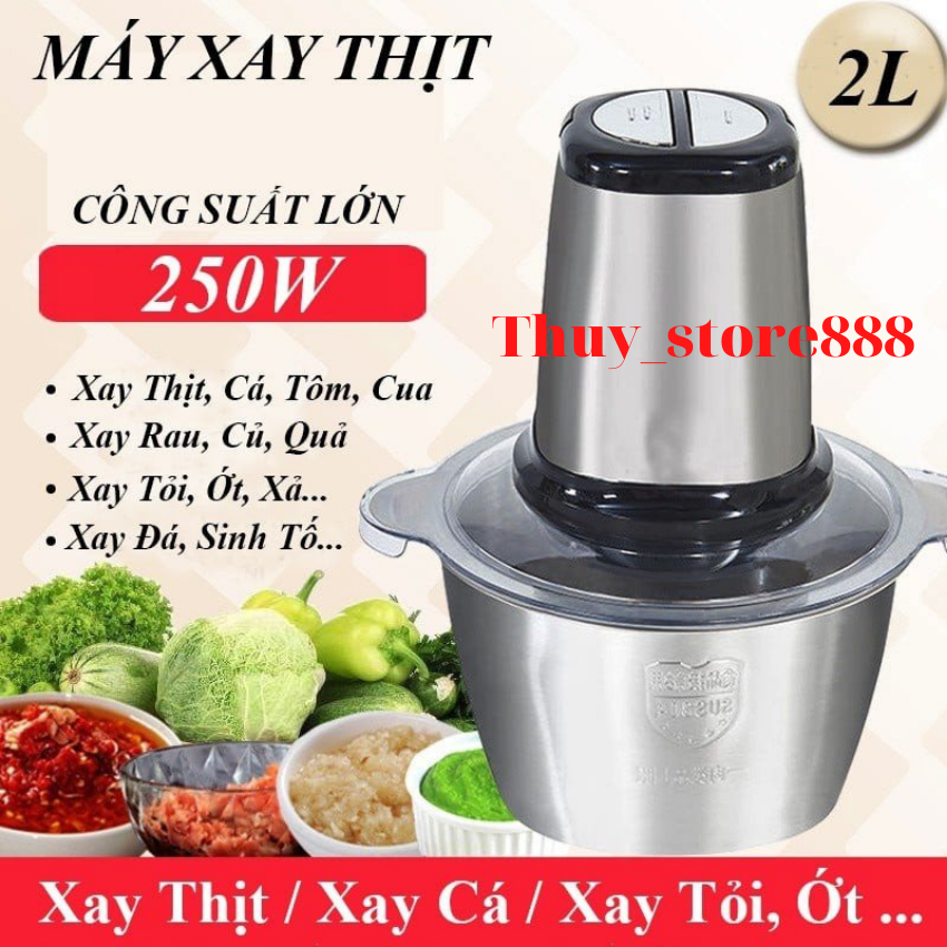Máy xay thịt đa năng cối inox 304, dung tích 2 lít, công suất 300w thuy_store888 xay thit, cá, tôm, cua,củ quả.