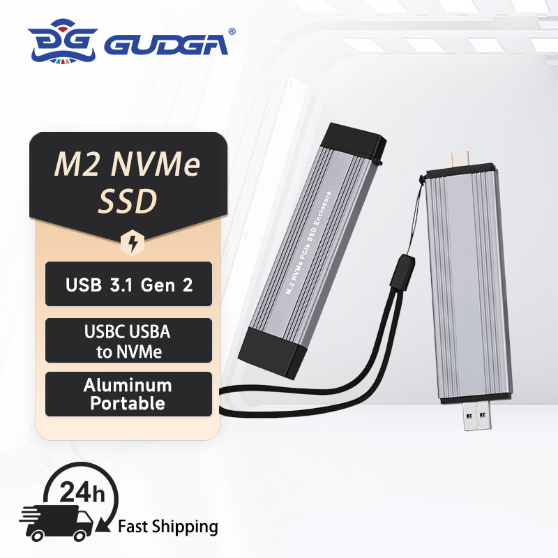 GUDGA M2 SSD Case M.2 to USB 3.1 Gen 2 10Gbps Aluminum Case USBC USBA to NVMe PCIe External Enclosure for M2 NVMe SSD 2230 2242 2280