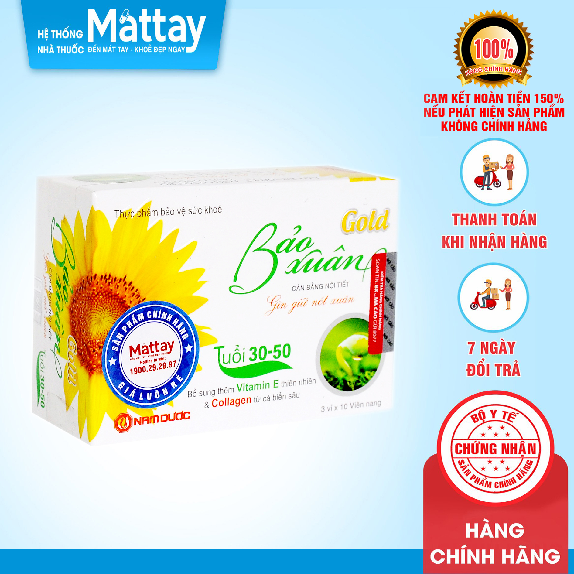 Bảo Xuân Gold ( 30 - 50 Tuổi ) - Hộp 30 Viên - Cân Bằng Nội Tiết Tố Nữ