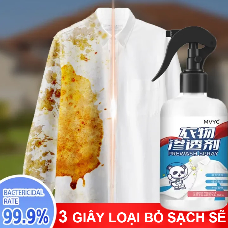 Chai nước tẩy trắng quần áo, thuốc tẩy mốc ố chính hãng không làm phai màu, an toàn mềm dịu da tay,Xịt Tẩy Vết Bẩn Quần Áo 300ml - Làm sạch nhanh vết thức ăn, máu, mốc, ố vàng, cổ áo, an toàn