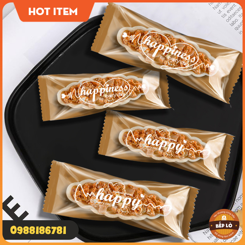 Túi bánh thuyền màu caramen siêu đẹp siêu dễ thương - set 100 túi